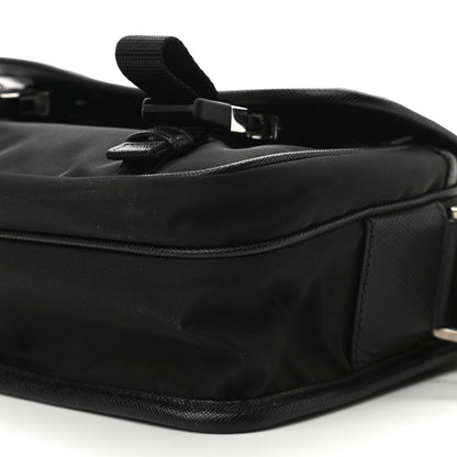 Prada Tessuto Nylon Saffiano Pocket Double Snap Buckle Messenger Shoulder Bag Black 11 of 11