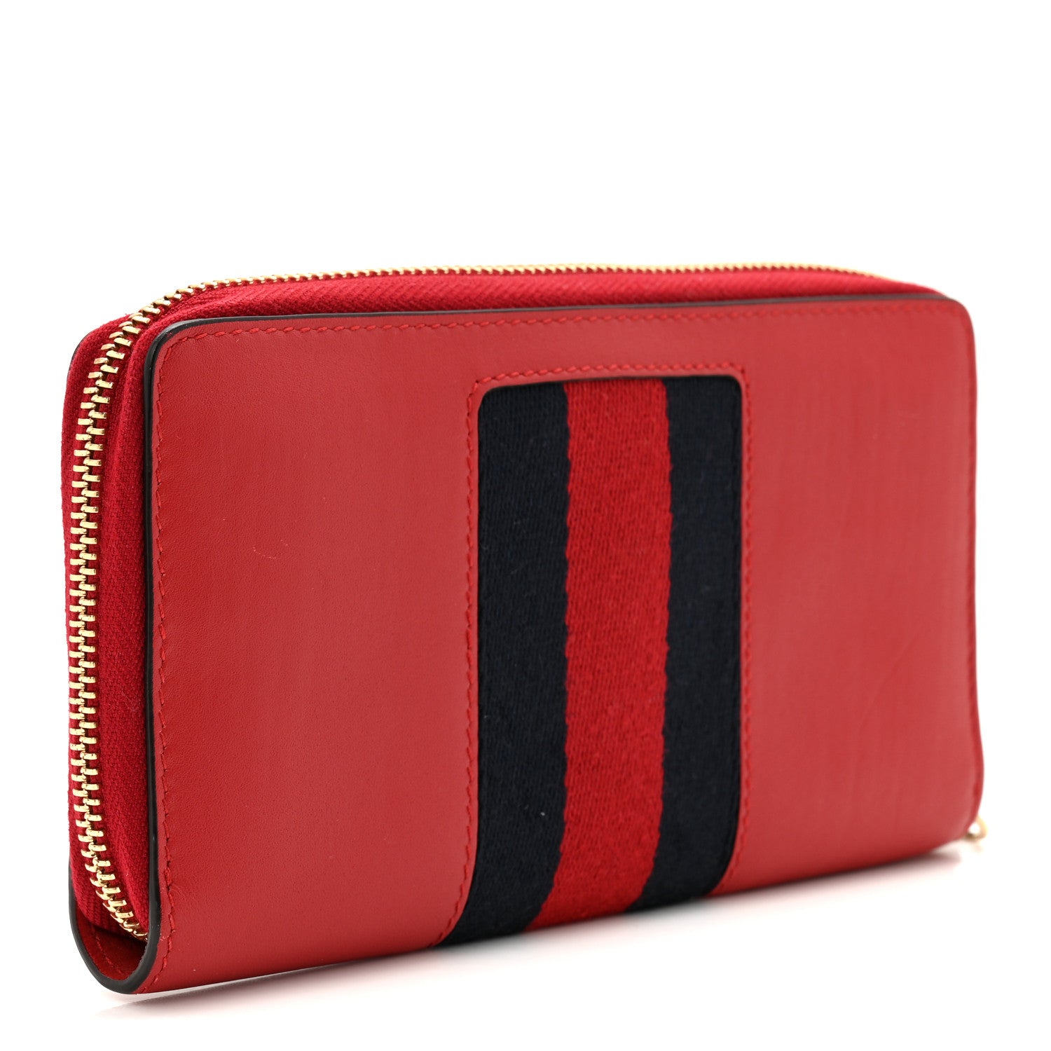 Gucci Calfskin Sylvie Zip Around Wallet Hibiscus Red 3 of 9
