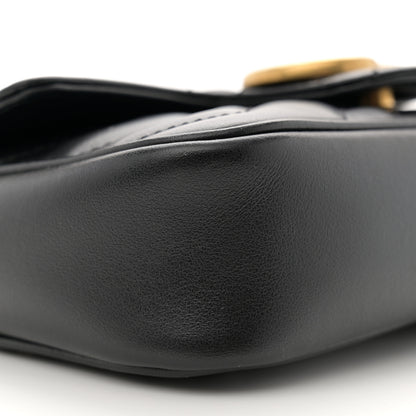 Gucci Calfskin Matelasse Super Mini GG Marmont Shoulder Bag Black 9 of 10