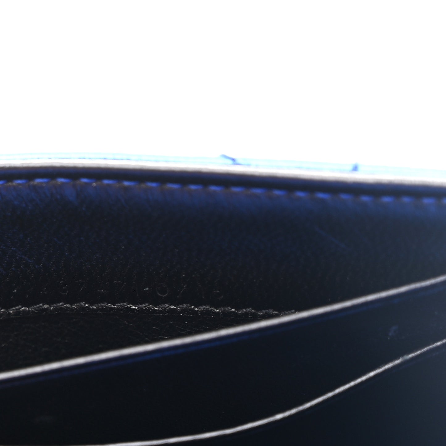 Metallic Goatskin Mixed Matelasse Chevron Small Monogram Envelope Wallet Blue