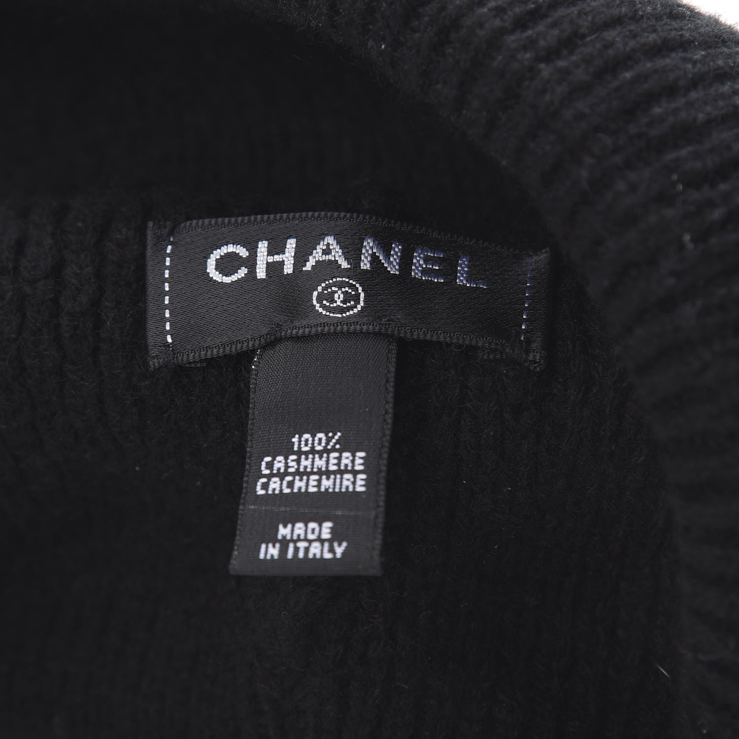 Chanel Cashmere CC Beanie Hat Black 4 of 4