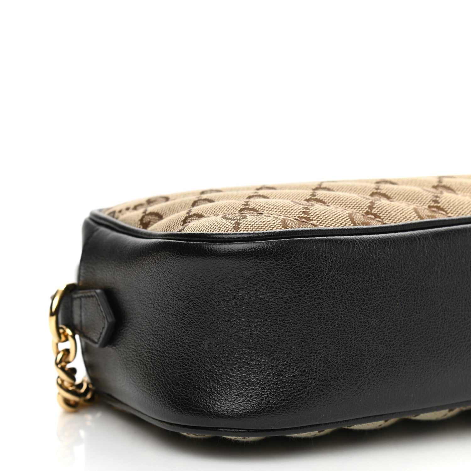 Gucci Monogram Matelasse Diagonal Small GG Marmont Chain Shoulder Bag Beige Black 9 of 11