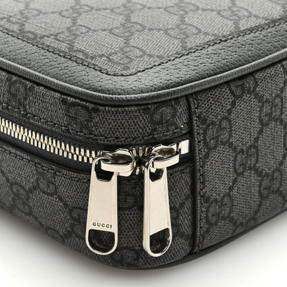 Gucci GG Supreme Monogram Textured Dollar Calfskin Small Ophidia Top Handle Shoulder Grey Black Graphite Grey 7 of 8