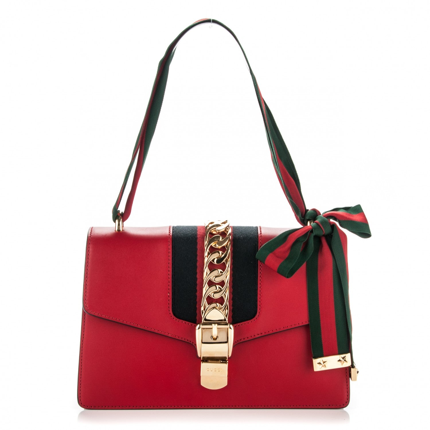 Gucci Calfskin Small Sylvie Shoulder Bag Hibiscus Red 1 of 7