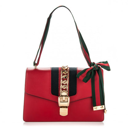 Gucci Calfskin Small Sylvie Shoulder Bag Hibiscus Red 1 of 7