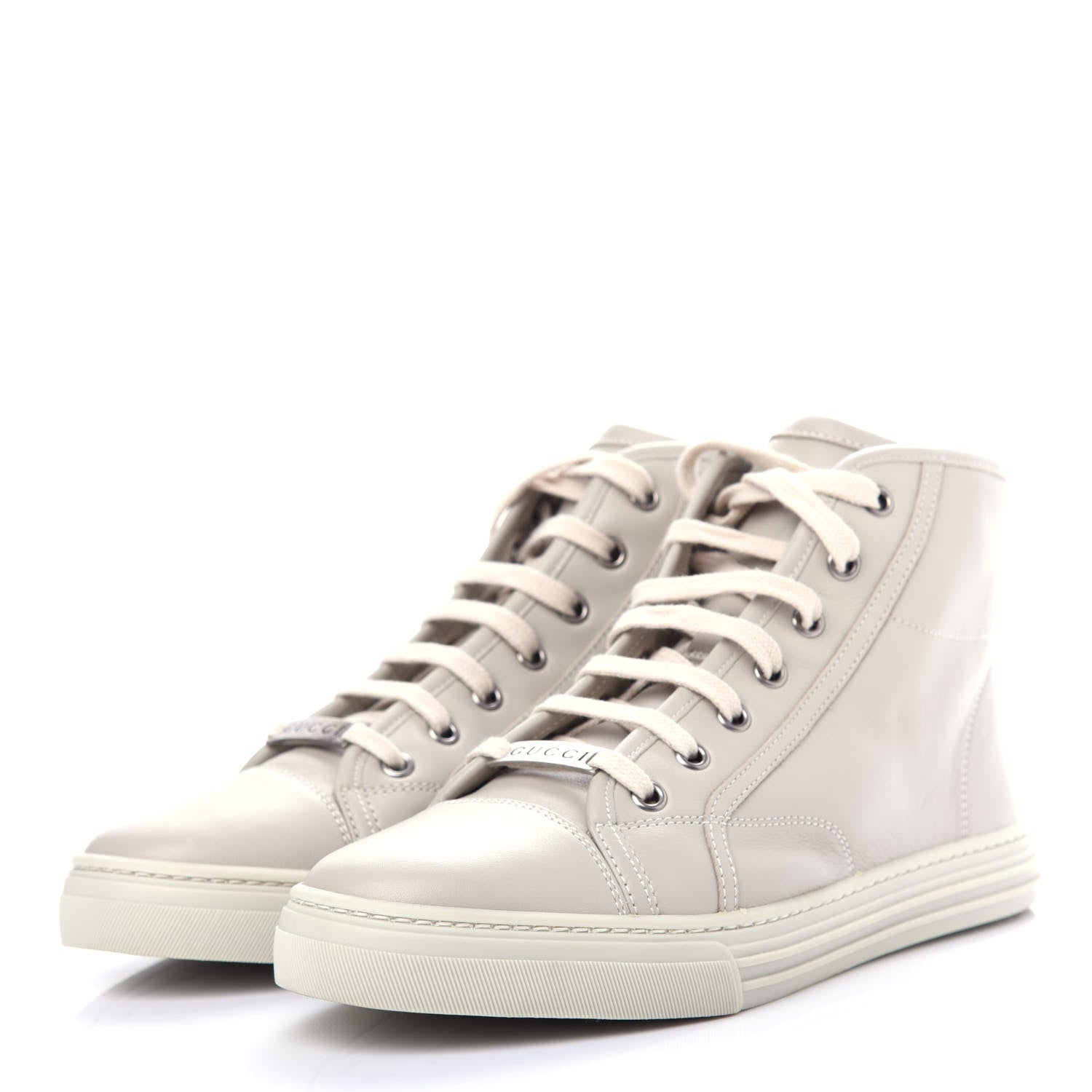 Gucci Calfskin Womens High Top Sneakers 37.5 Mystic White 3 of 11