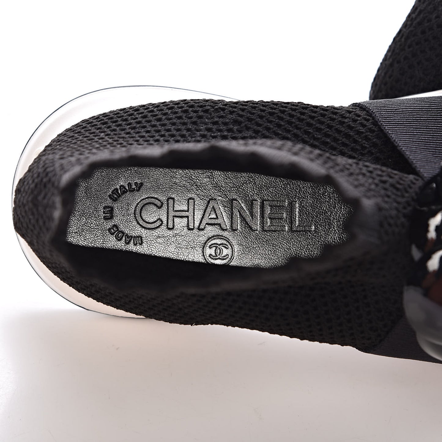 Knit Patent Calfskin Womens High Top Camellia Sneakers 36.5 Black