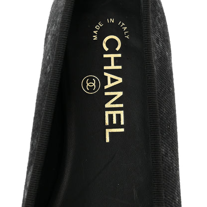 Chanel Denim Printed Cap Toe Ballerina Flats 38 Black White 7 of 10