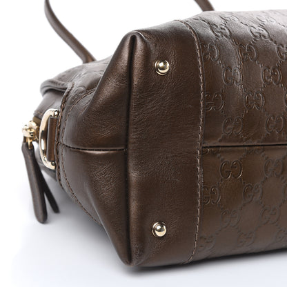 Gucci Metallic Guccissima Heart Bit Charm Dome Satchel Bronze 10 of 22