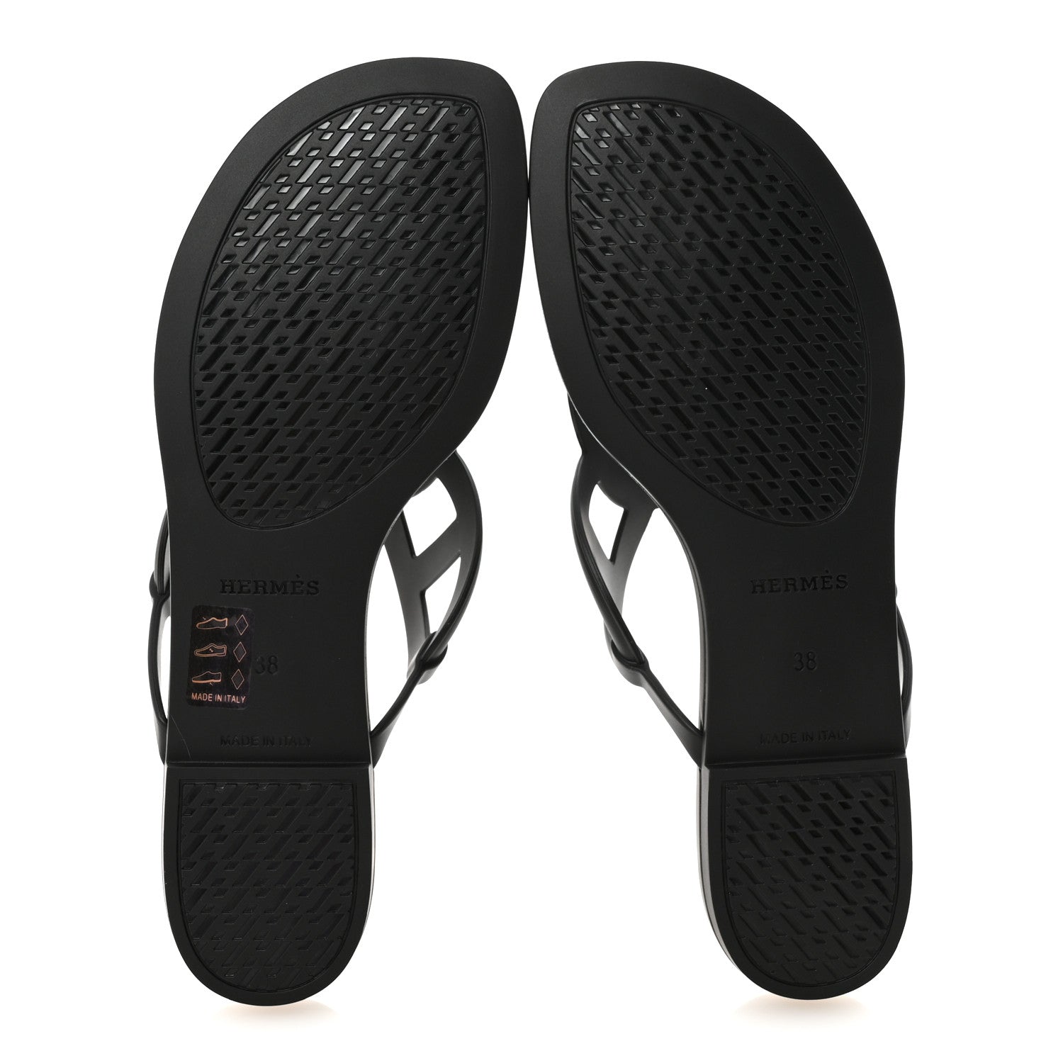 Hermes Rubber Womens Egerie Sandals 38 Black 6 of 9