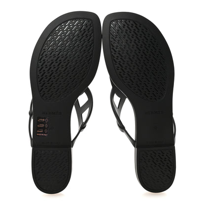 Hermes Rubber Womens Egerie Sandals 38 Black 6 of 9