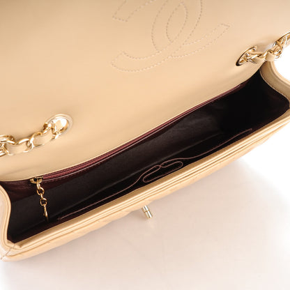 Chanel Lambskin Medium Surpique Chevron Single Flap Light Beige 5 of 8