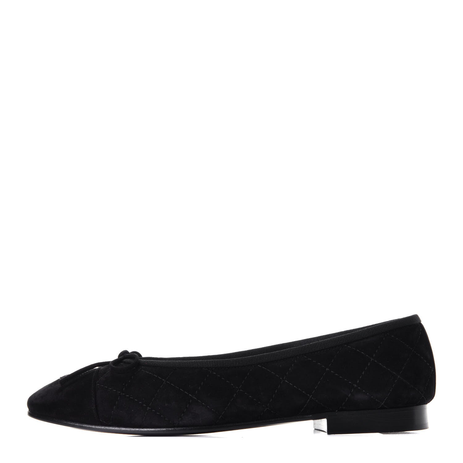 Chanel Suede Quilted Cap Toe CC Ballerina Flats 38 Black 1 of 9
