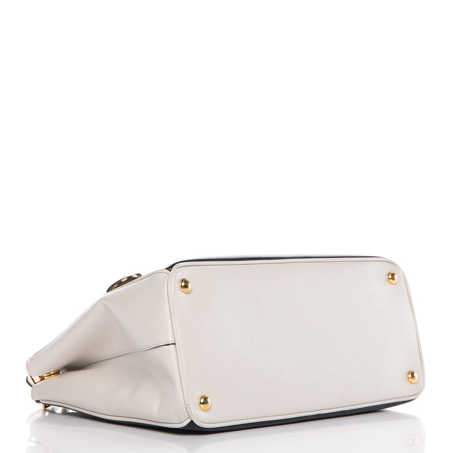 Saffiano Lux Bi-Color Medium Galleria Double Zip Tote Black White