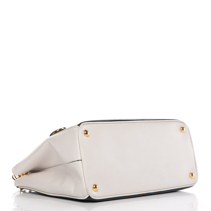 Prada Saffiano Lux Bi-Color Medium Galleria Double Zip Tote Black White 4 of 10