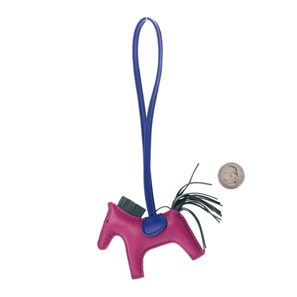 Hermes Milo Lambskin Grigri Rodeo Horse Bag Charm PM Rose Pourpre Bleu Electrique Malachite 3 of 6