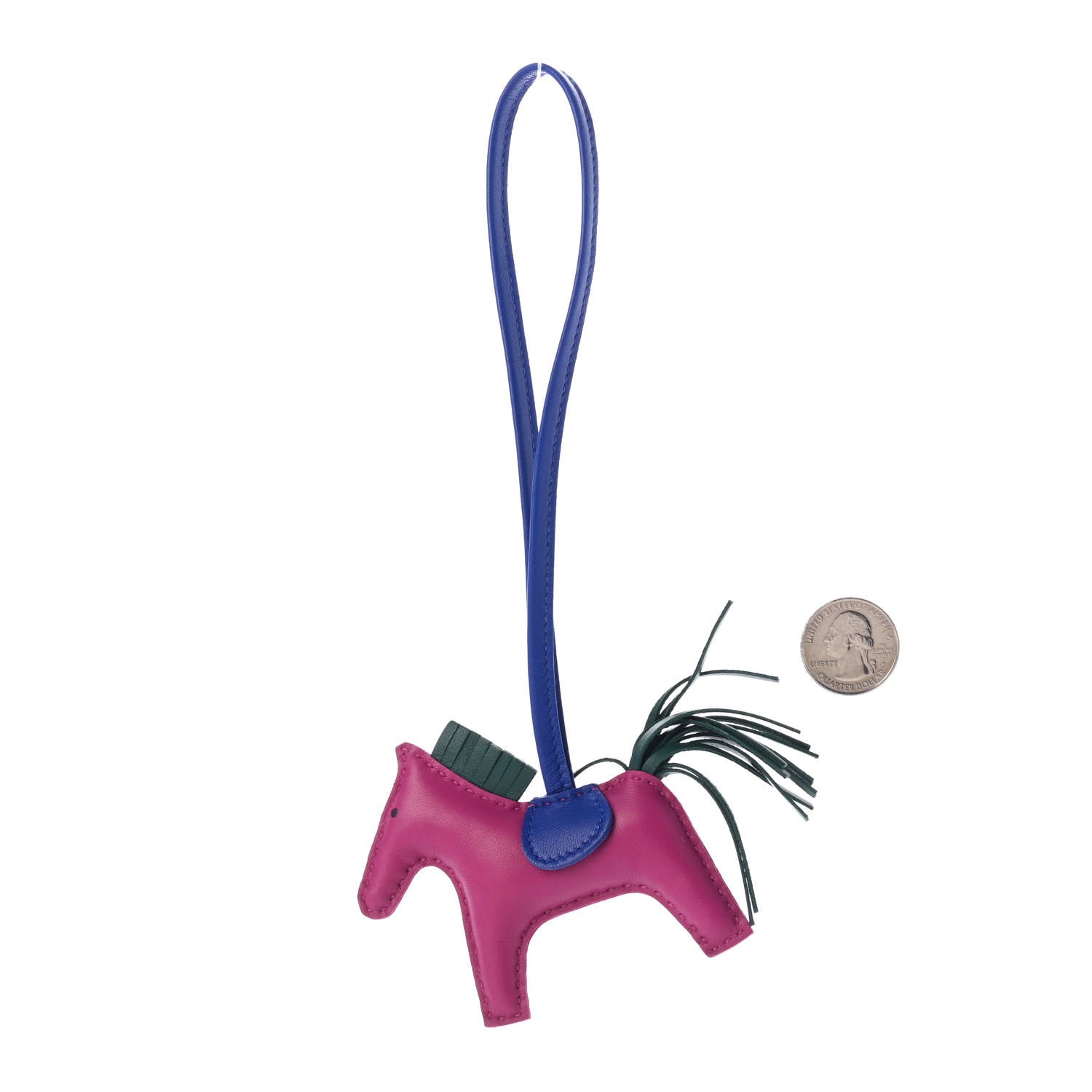 Hermes Milo Lambskin Grigri Rodeo Horse Bag Charm PM Rose Pourpre Bleu Electrique Malachite 3 of 6