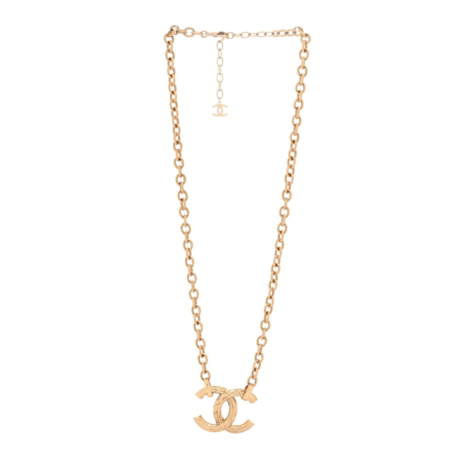 Chanel Metal Quilted CC Necklace Gold 3 of 5