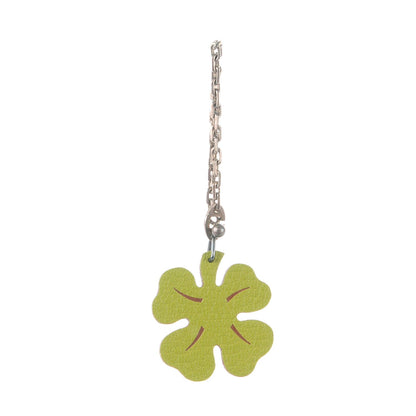 Hermes Chevre Mysore Lucky Clover Key Chain Bag Charm Vert Anis Orange 1 of 4