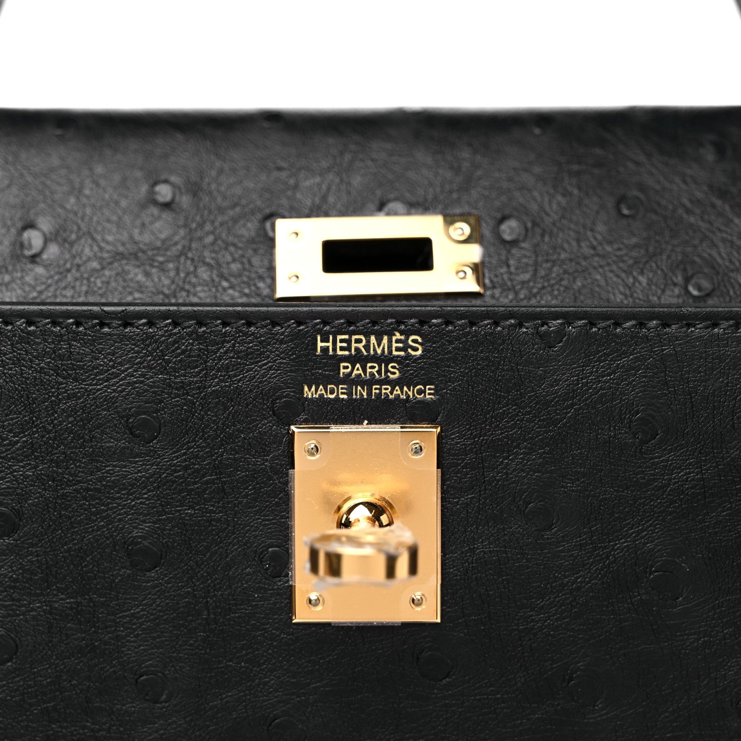 Hermes Ostrich Kelly Sellier 25 Black 6 of 10