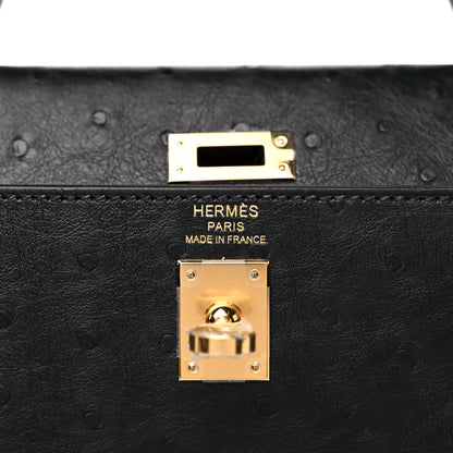 Hermes Ostrich Kelly Sellier 25 Black 6 of 10