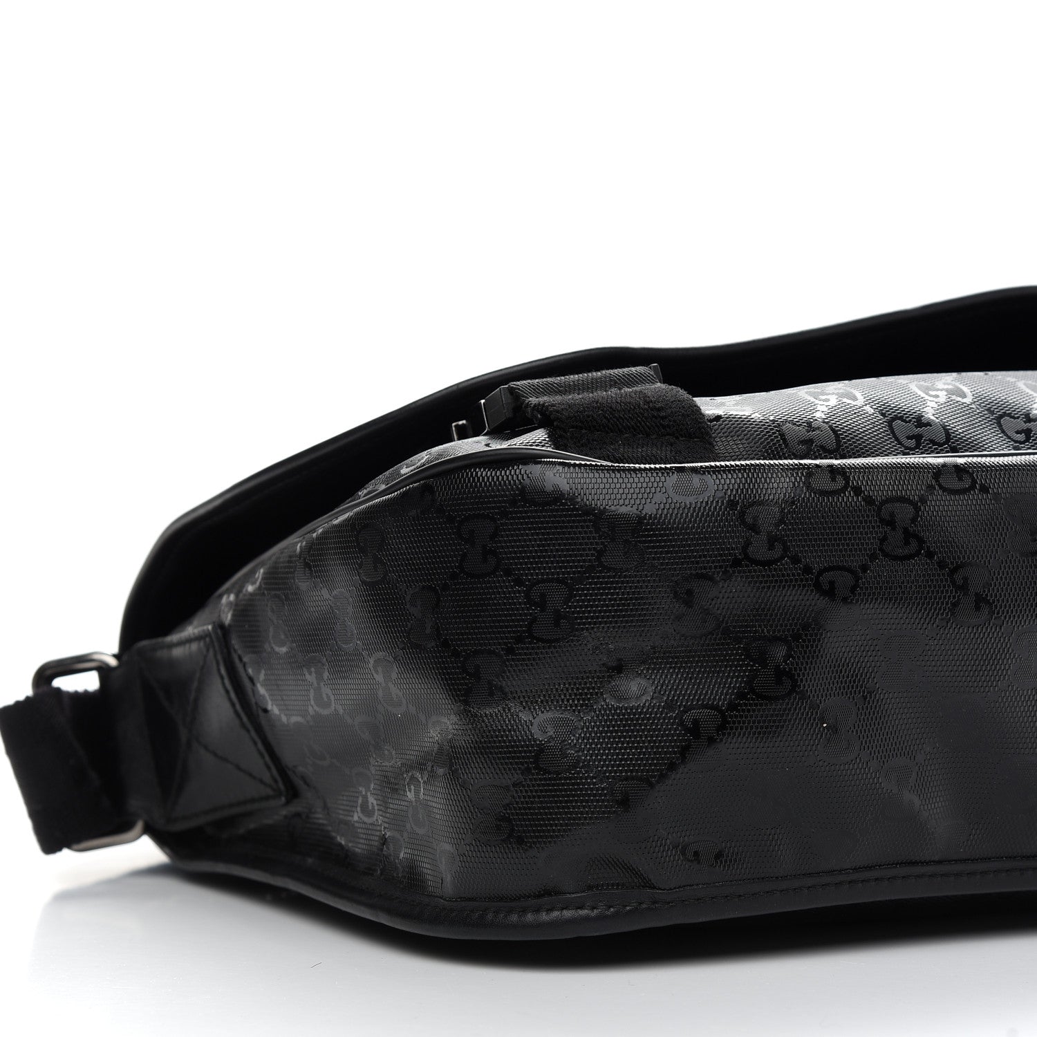 Gucci Imprime Monogram Medium Double Buckle Flap Messenger Bag Black 8 of 10