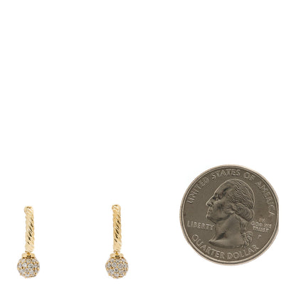 David Yurman 18K Yellow Gold Diamond Solari Hoop Pave Earrings 2 of 4