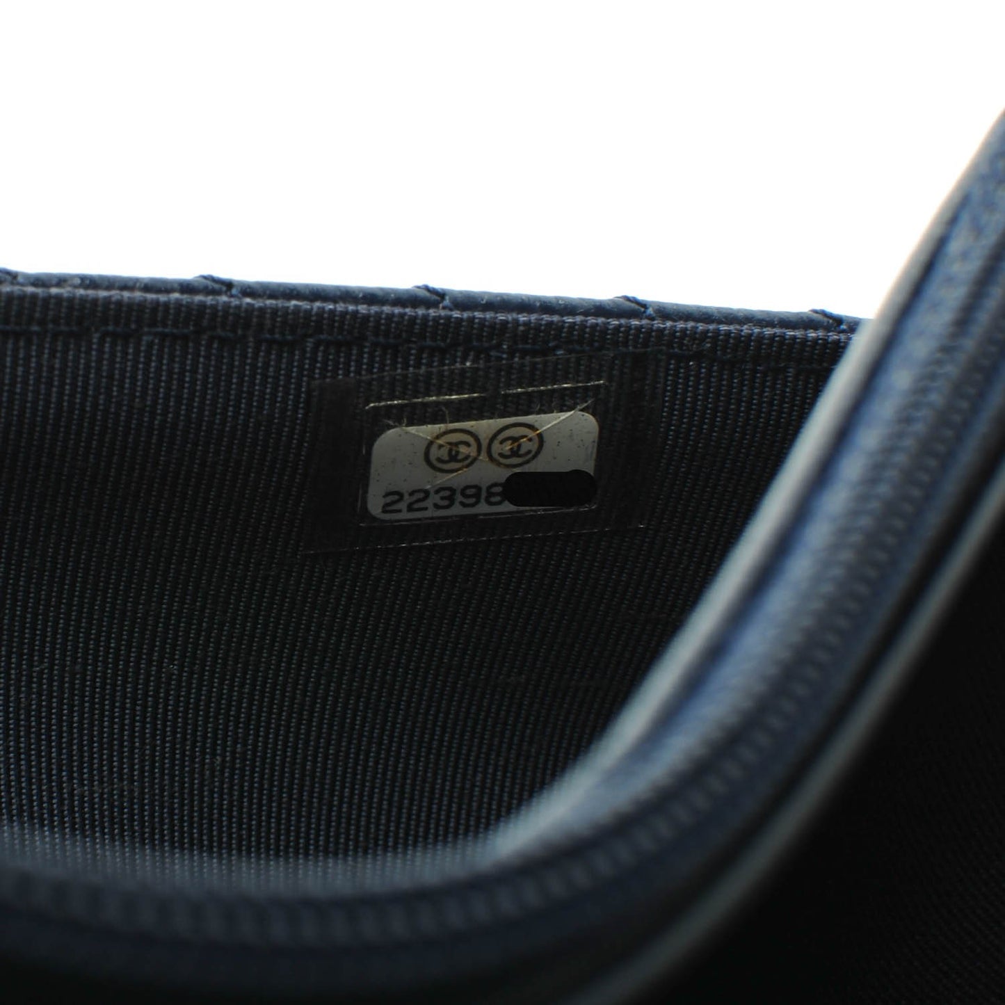 Caviar Chevron Quilted Wallet On Chain WOC Navy Blue