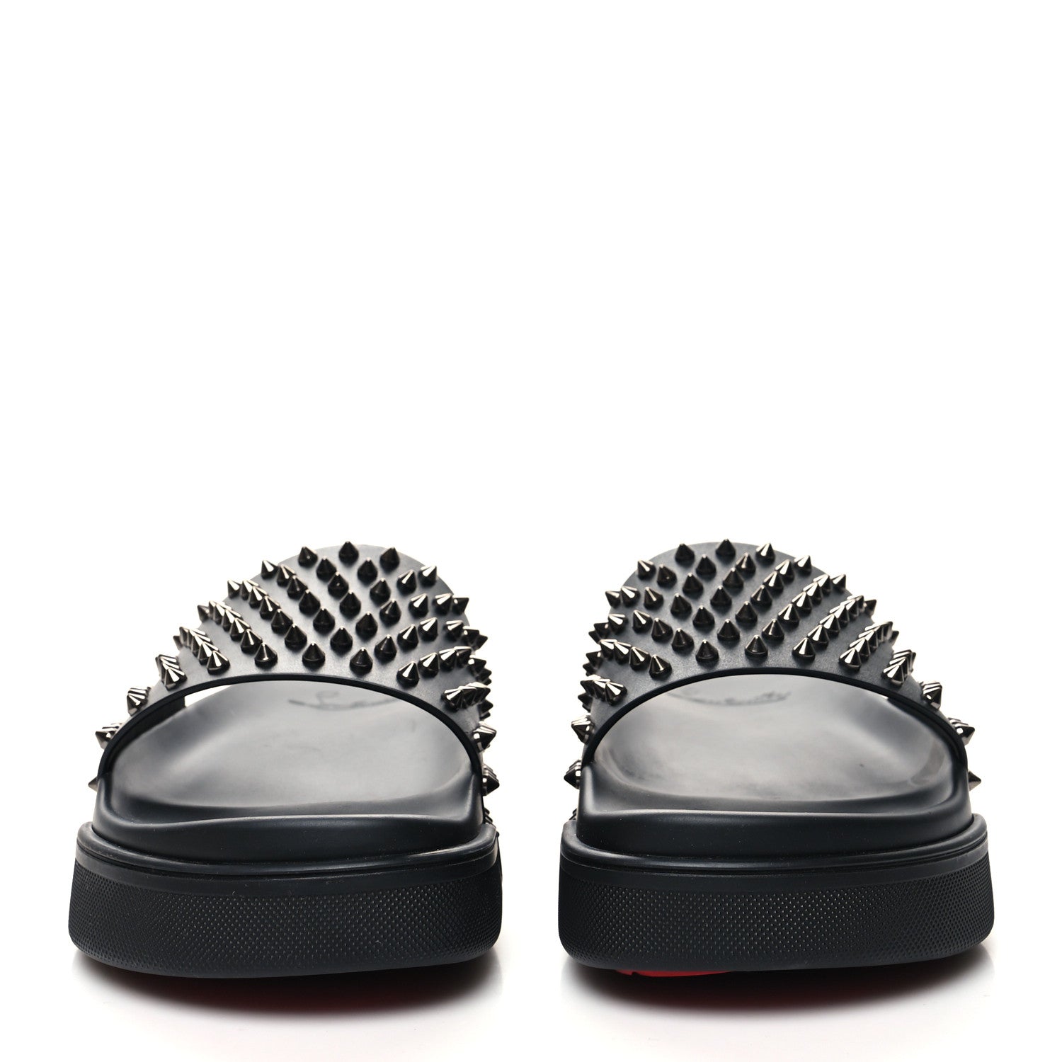 Christian Louboutin Calfskin Studded Mens Pool Fun Platform Flat Slide Sandals 45 Black 2 of 10