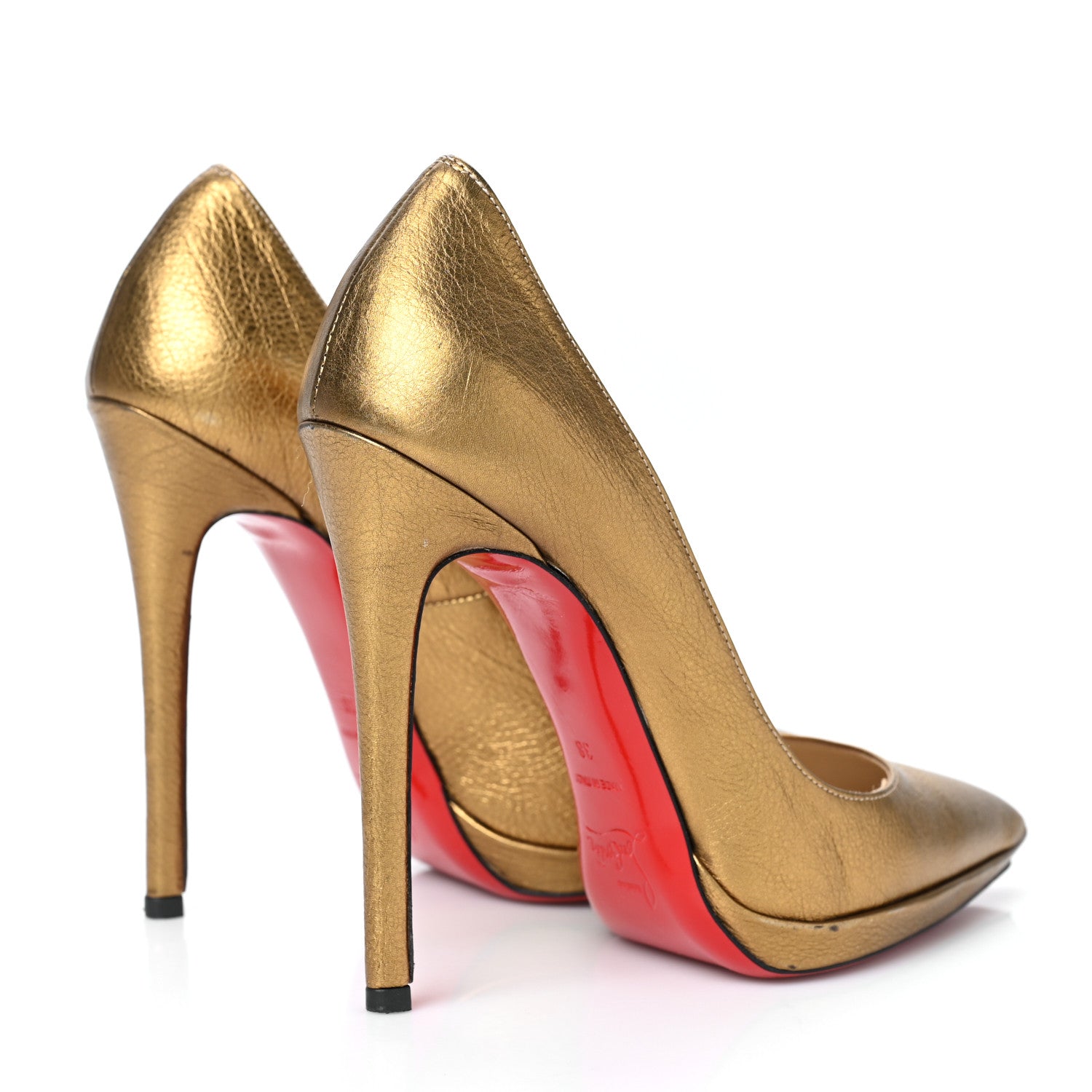 Christian Louboutin Metallic Nappa Pigalle Plato 120 Pumps 38 Gold 4 of 7