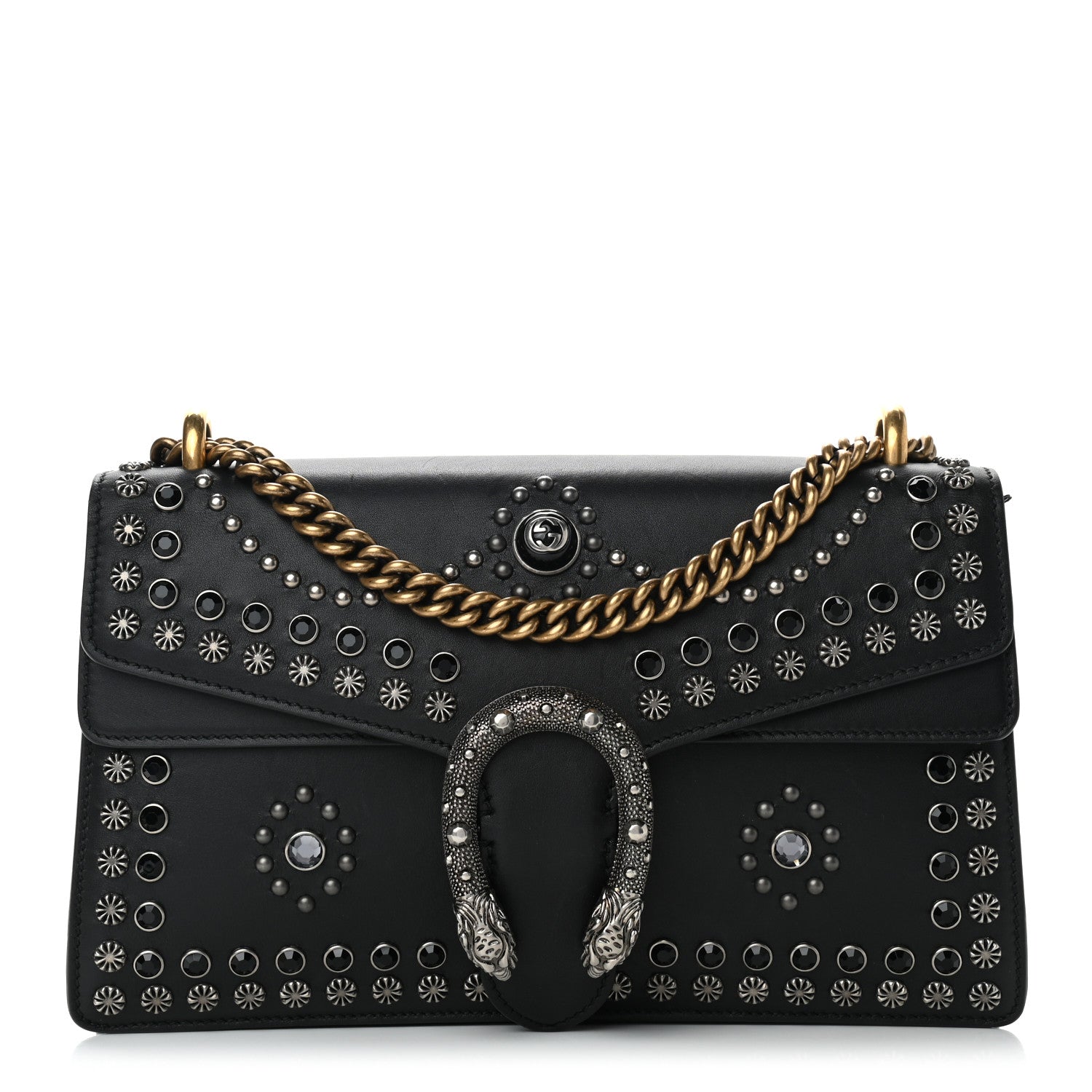 Gucci Calfskin Studded Small Dionysus Shoulder Bag Black 1 of 17