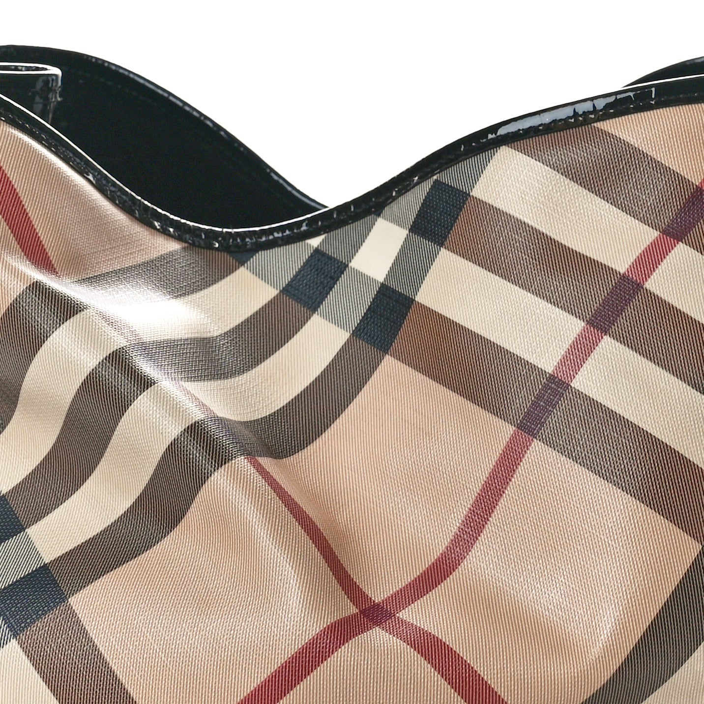 Burberry Patent Nova Check Small Bilmore Tote Black 7 of 9