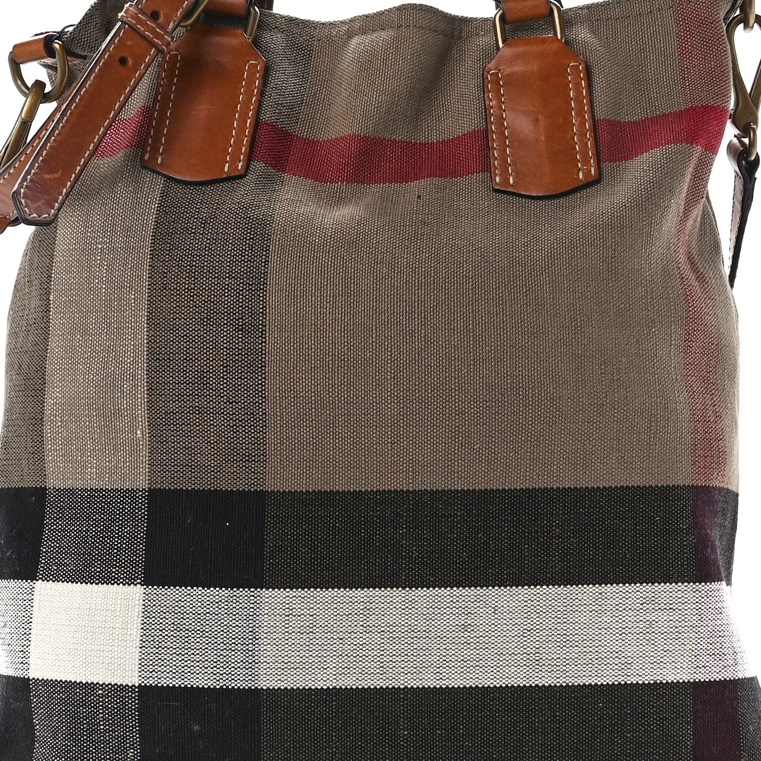 Burberry Canvas Mega Check Medium Tottenham Brit Tote Saddle Brown 8 of 11