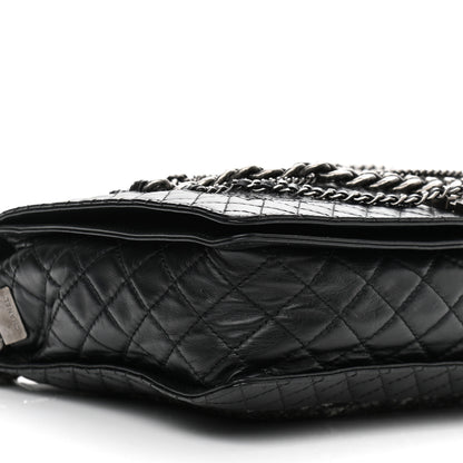 Chanel Calfskin Tweed Enchained XL Boy Flap Black 9 of 10