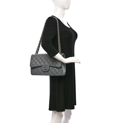 Chanel Caviar Quilted Jumbo Double Flap Grey 2 of 9