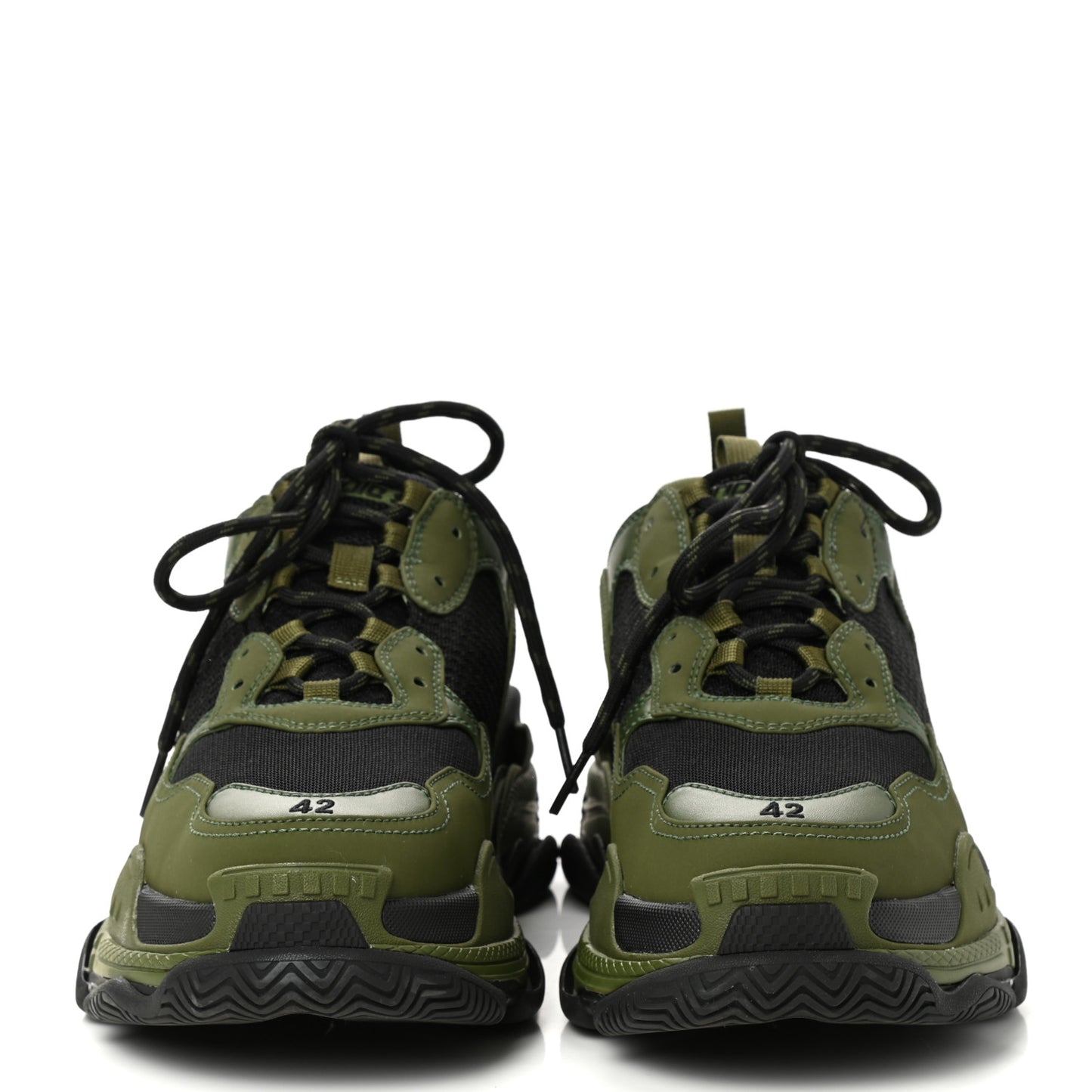 Fabric Mesh Mens Triple S Sneakers 42 Black Kaki