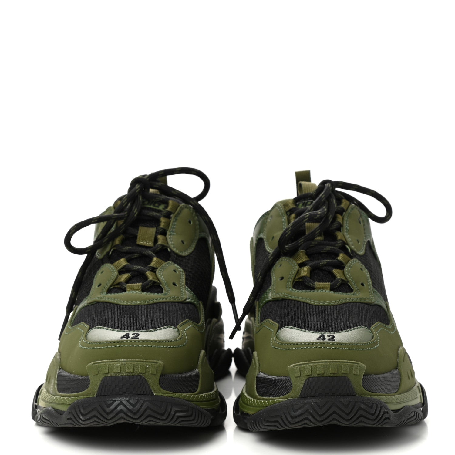 Balenciaga Fabric Mesh Mens Triple S Sneakers 42 Black Kaki 2 of 10