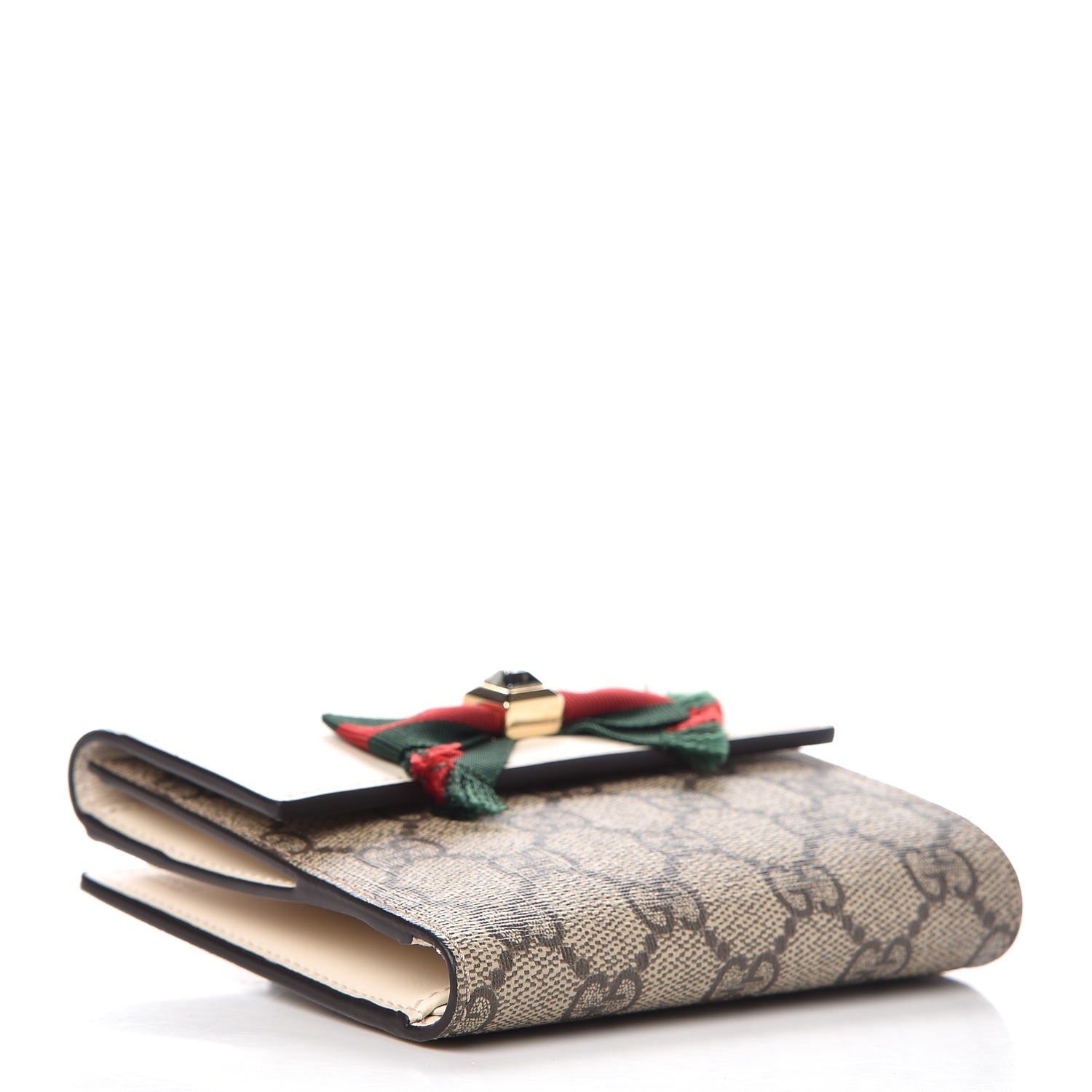 Gucci GG Supreme Monogram Grosgrain French Flap Wallet White 4 of 8