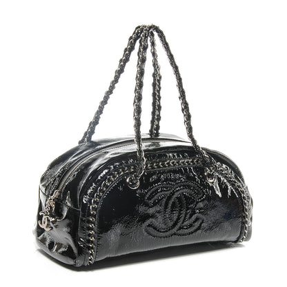 Chanel Patent Luxe Ligne Medium Bowler Black 3 of 8
