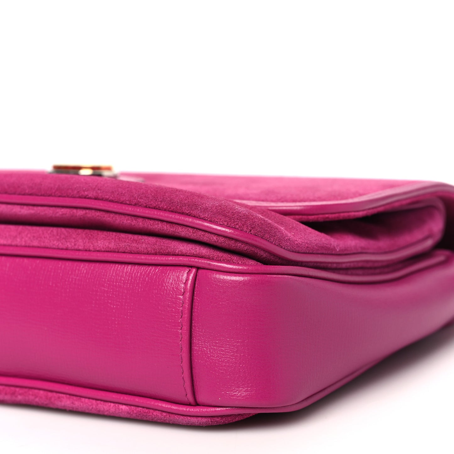 Suede Azalea Calfskin Small Marina Chain Shoulder Bag Fuchsia
