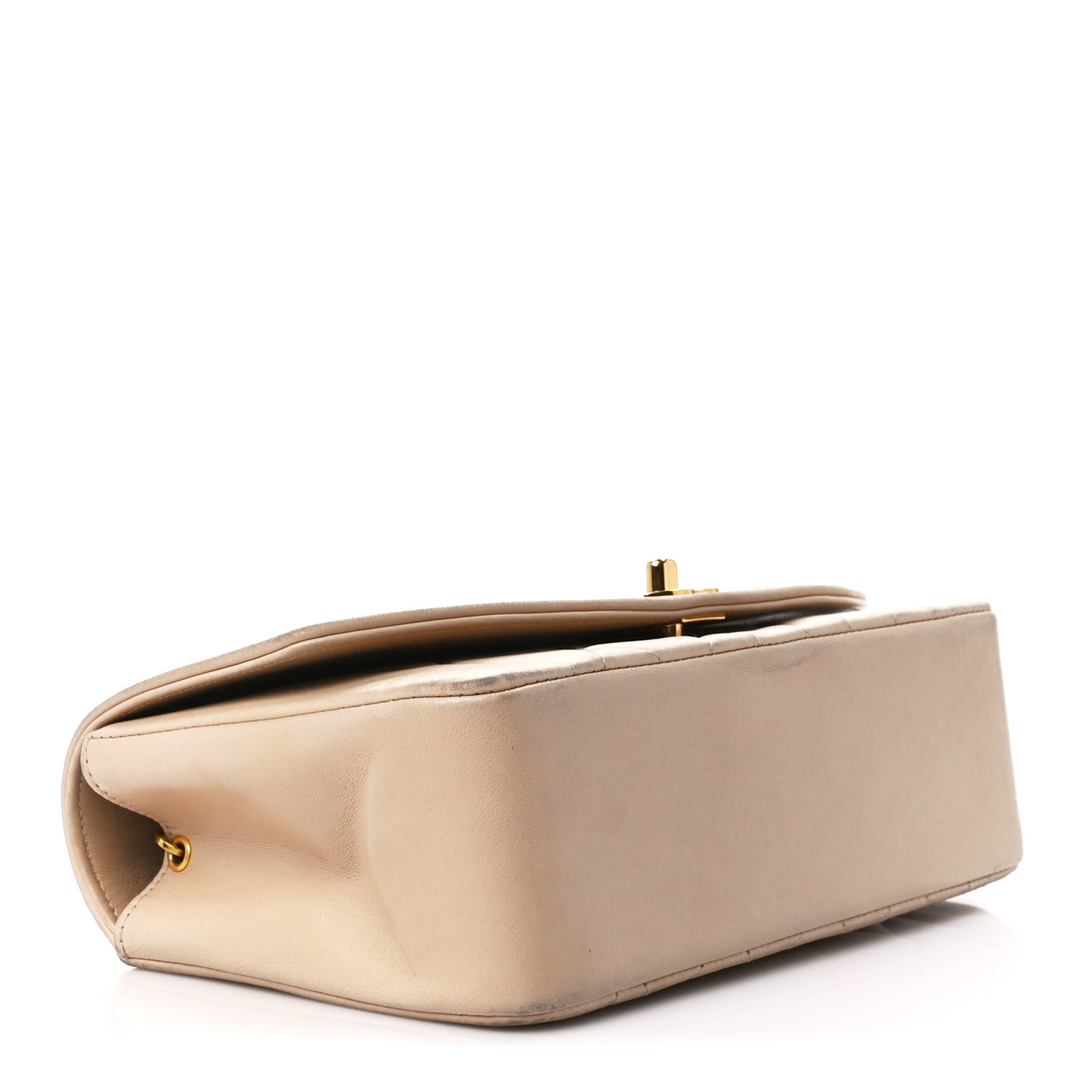 Lambskin Quilted Small Single Flap Beige