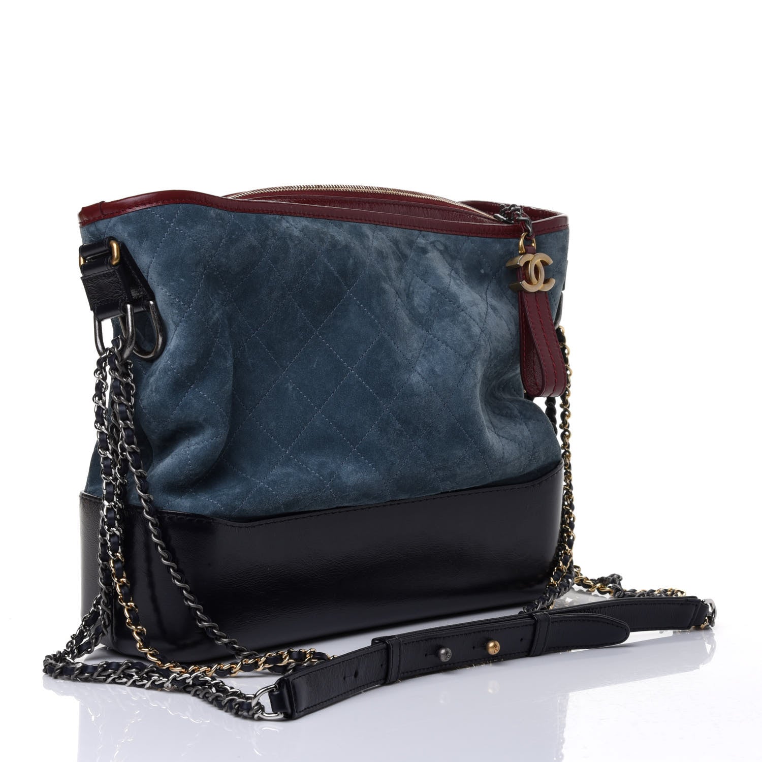Chanel Suede Calfskin Quilted Large Gabrielle Hobo Blue 2 of 4