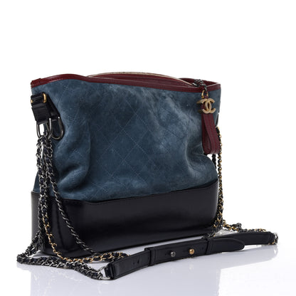 Chanel Suede Calfskin Quilted Large Gabrielle Hobo Blue 2 of 4