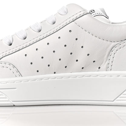Chanel Grained Calfskin Fabric Womens Logo Sneakers 37 White 10 of 11
