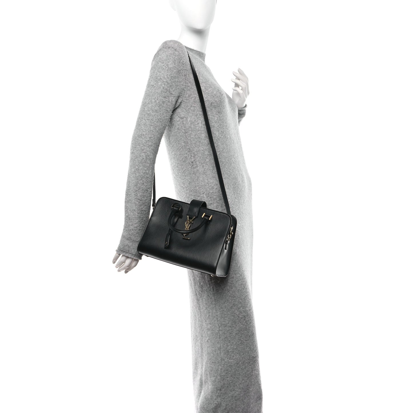 SAINT LAURENT Calfskin Monogram Baby Cabas Black