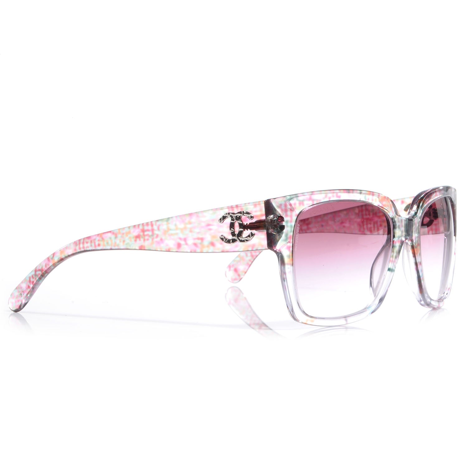 Chanel Acetate Multicolor Tweed CC Sunglasses 5220 Pink 2 of 6