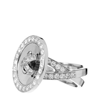 Van Cleef & Arpels 18K White Gold Diamond Boutonnière Ring 53 6.5 3 of 5