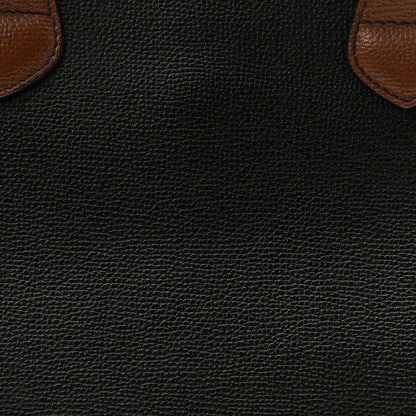 Burberry Grainy Calfskin House Check Two Tone Medium Banner Tote Black Brown 8 of 10