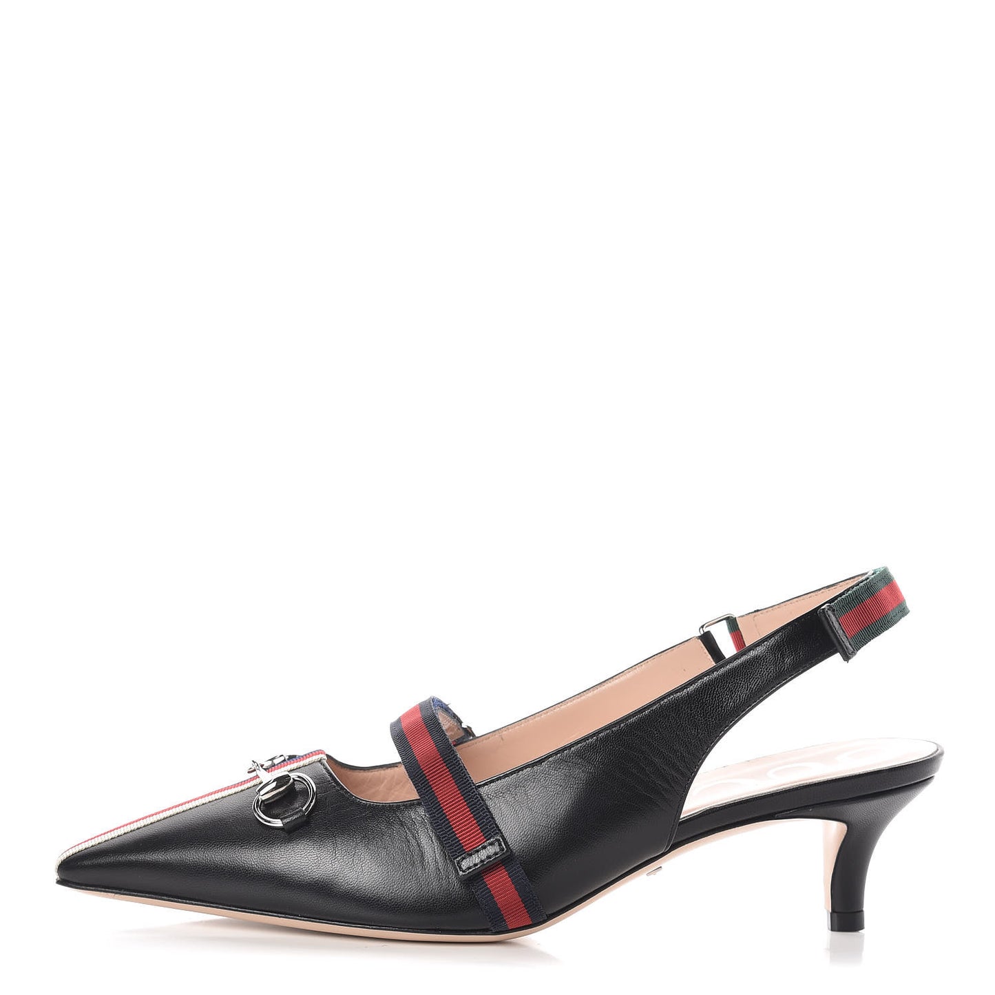 Malaga Kid Web Horsebit Low Heel Slingback Pumps 38 Black