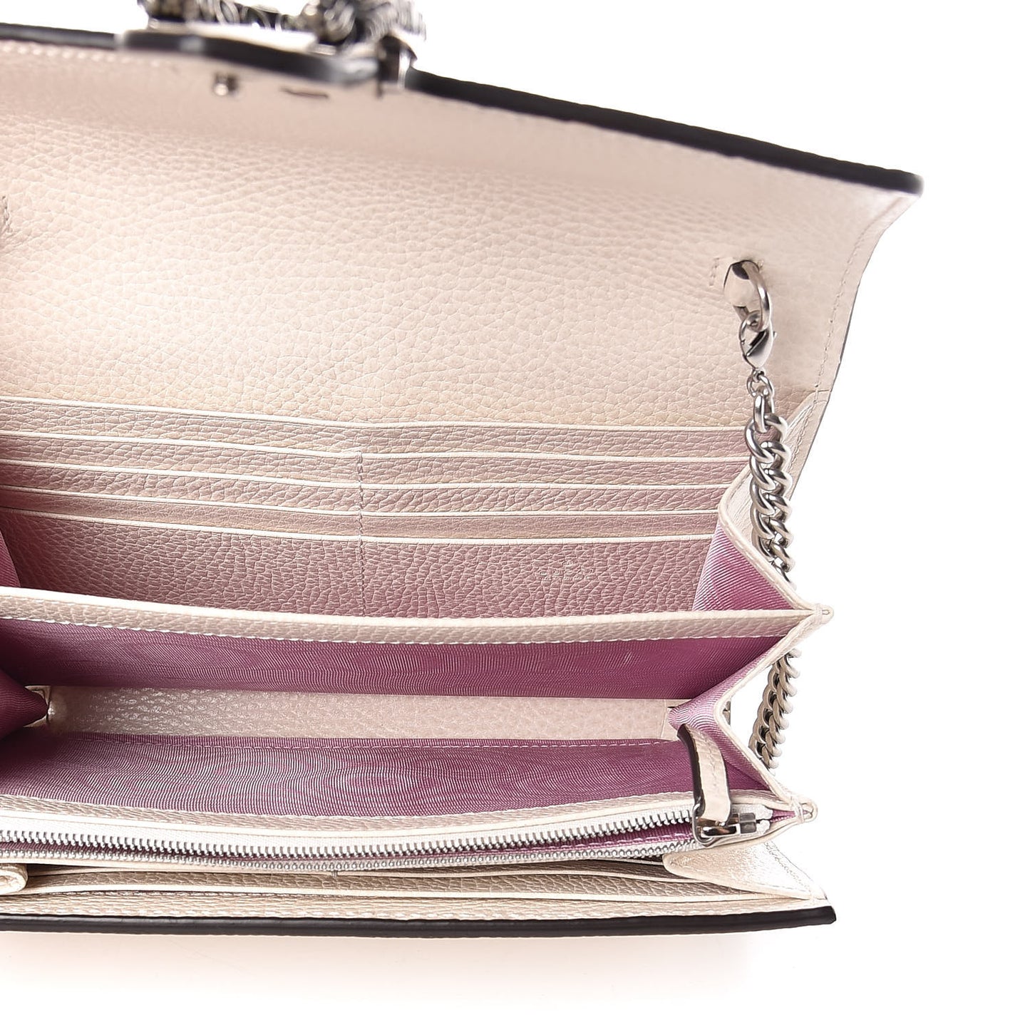Dollar Calfskin Mini Dionysus Chain Wallet Mystic White